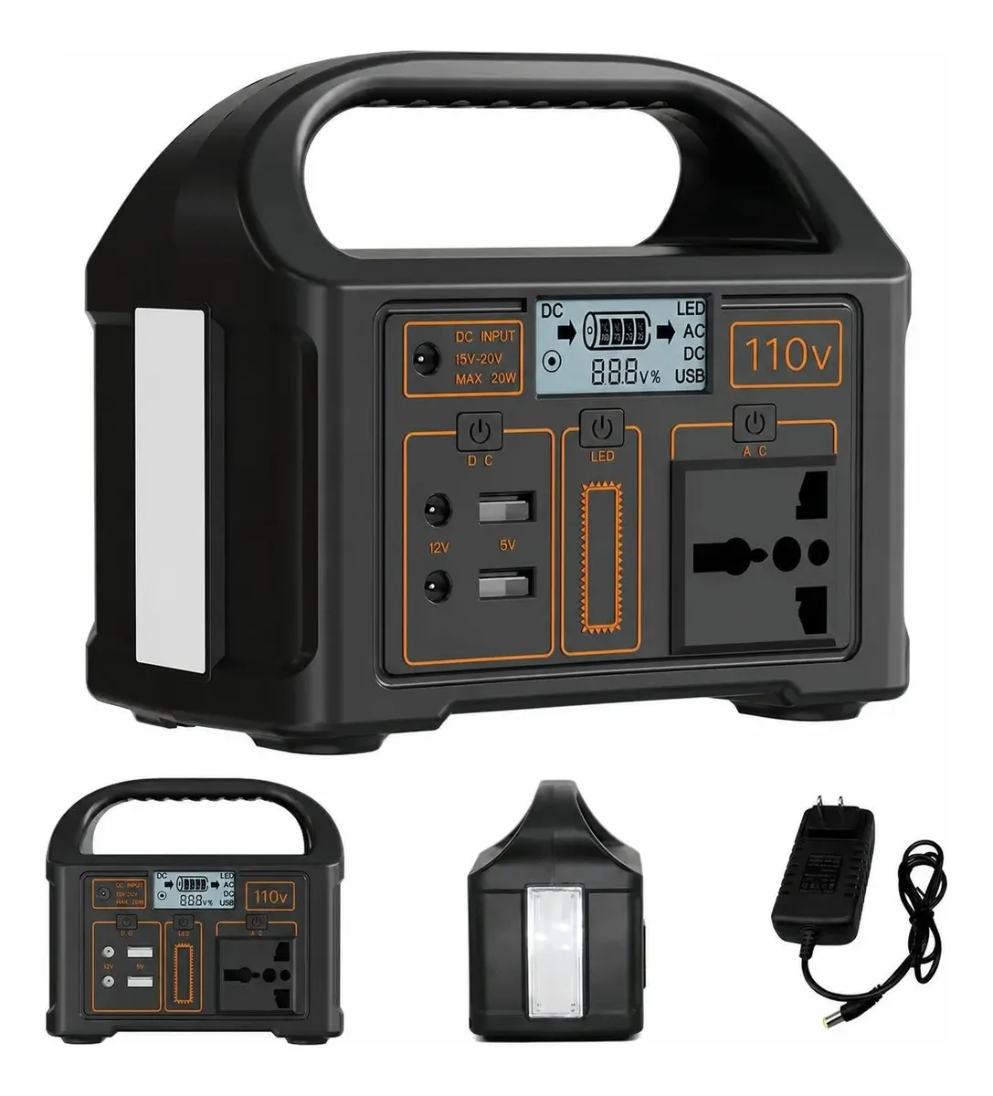 Estação de Energia Portátil 100W 76,8Wh 110V com Saídas AC/DC/USB