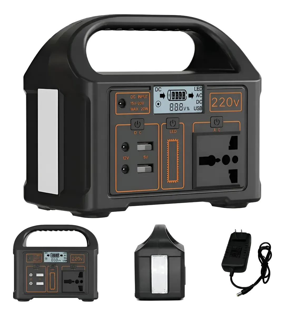Estação de Energia Portátil 100W 76,8Wh com Saídas AC/DC/USB